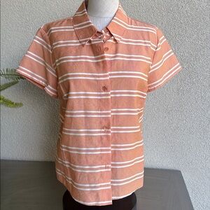 CAbi Orange and Cream Striped Shirt
